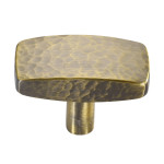 M Marcus Heritage Brass Hammered Design Rectangular Cabinet Knob 47mm